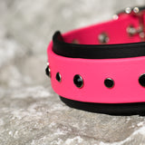 Pink and Black Rhinestone BioThane Dog Collar